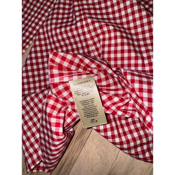 Burberry Brit Red White Gingham Nova Check Print Button Down Long Sleeve Shirt S - Picture 6 of 9